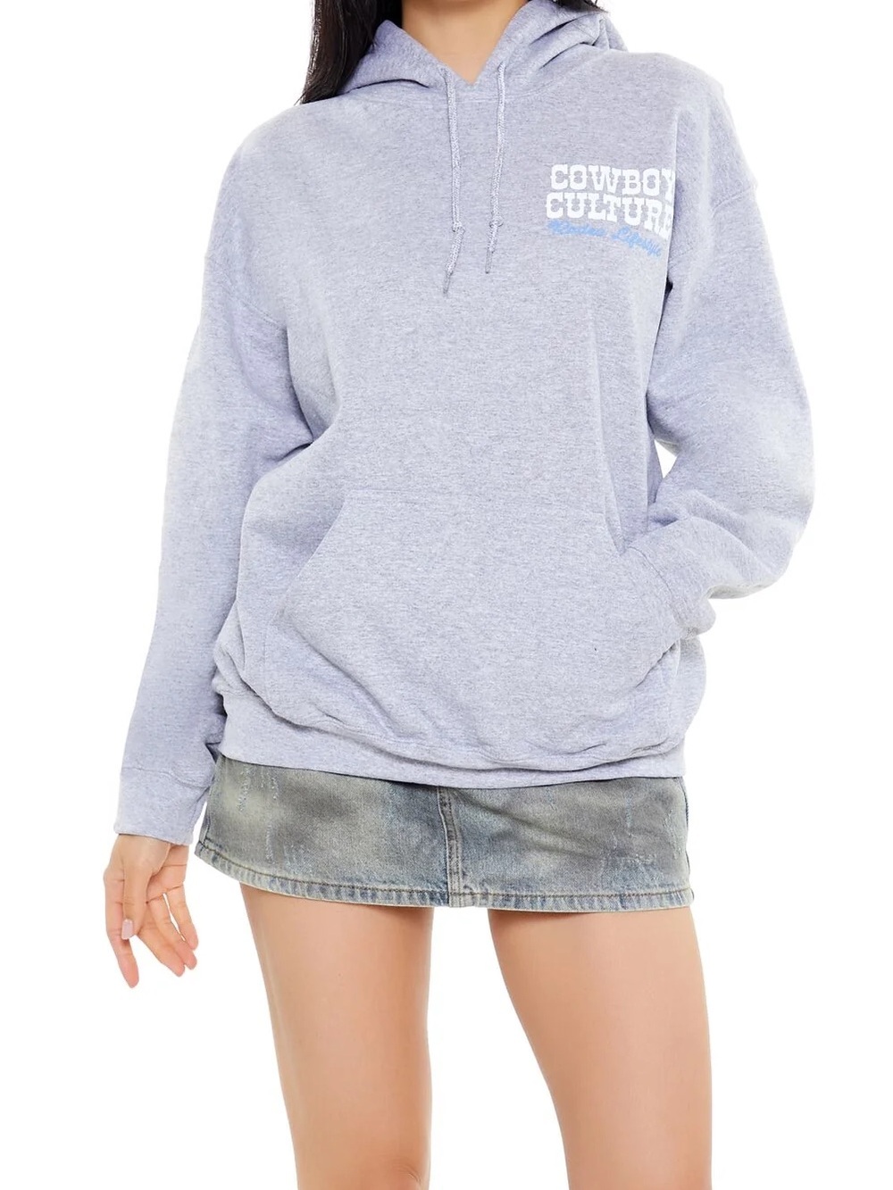 Forever 21 Light Gray 'Cowboy Culture' Pullover Hoodie